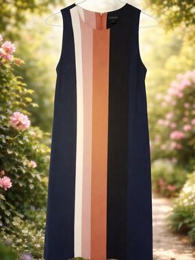 Sleeveless Multi-Stripe Shift Dress by Ann Taylor